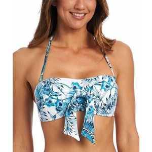 LA BLANCA Aquamarine Floral Bandeau Bikini Top Size 6 $83 NOWT